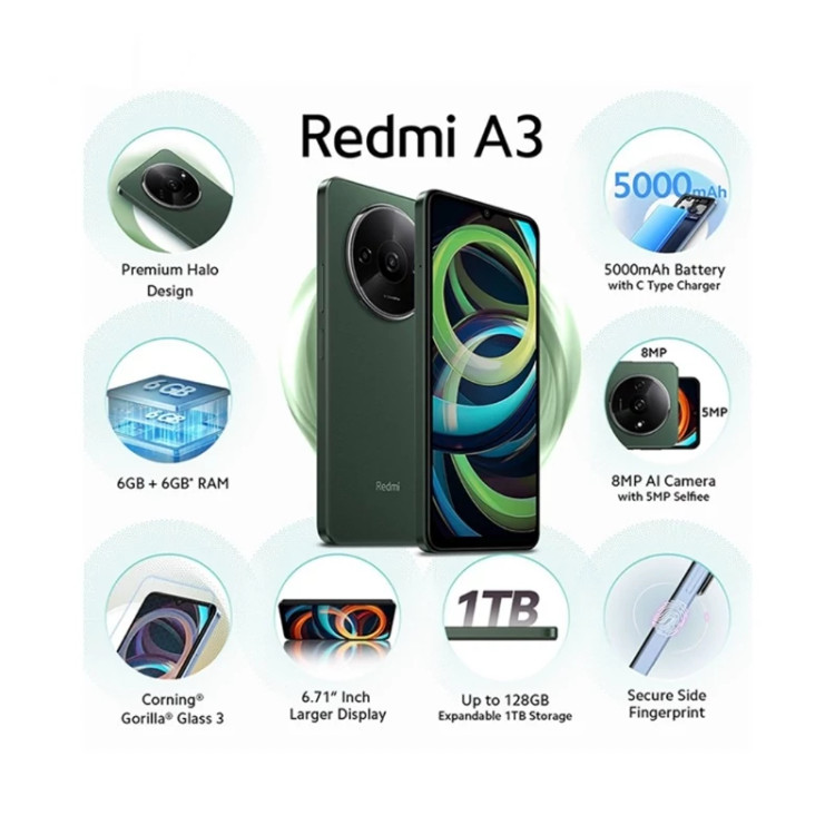 گوشی موبایل شیائومی مدل Redmi A3 ظرفیت 128 گیگابایت رم 4 گیگابایت