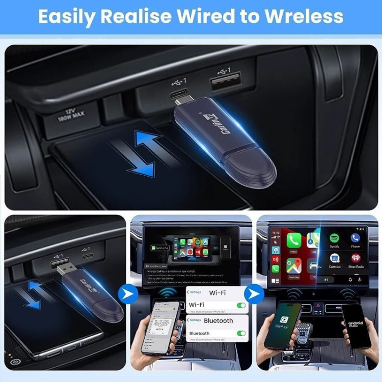 دانگل تبدیل کارپلی و اندروید اتو وایر به وایرلس CARLINKIT MINI SE PRO