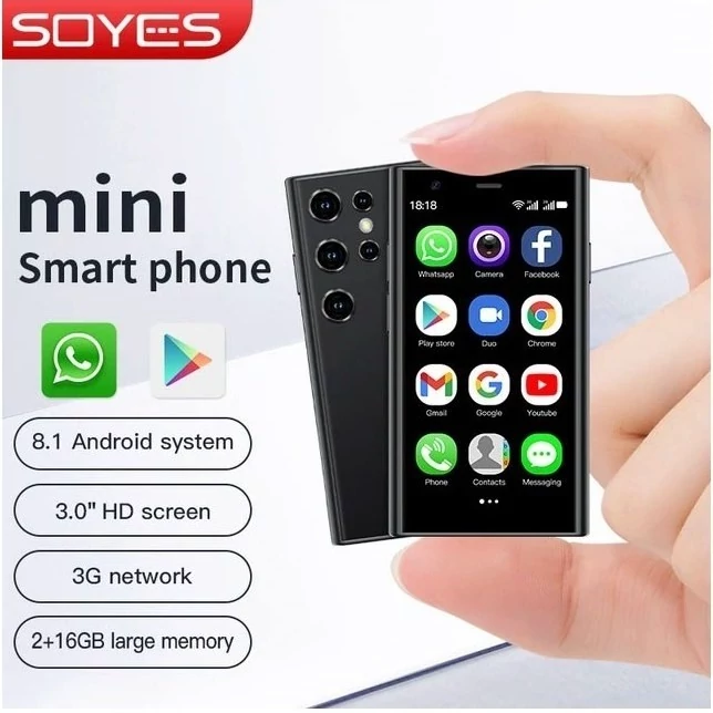 گوشی مینی کوچک اندروید  s23 pro mini برند سویس soyes galaxy S23 pro mini 16/2 GB