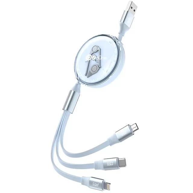 کابل شارژ چند سر جمع شونده USB به Type-C، Lightning و Micro با طول 110 سانتی متر و جریان 2.4 آمپر برند پرووان مدل PCC118R