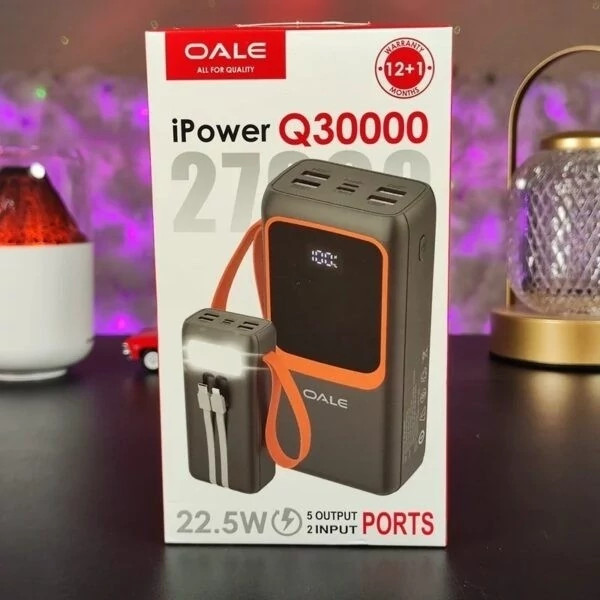 پاوربانک 30000 میلی آمپر OALE مدل Q30000 مکس 22.5 وات