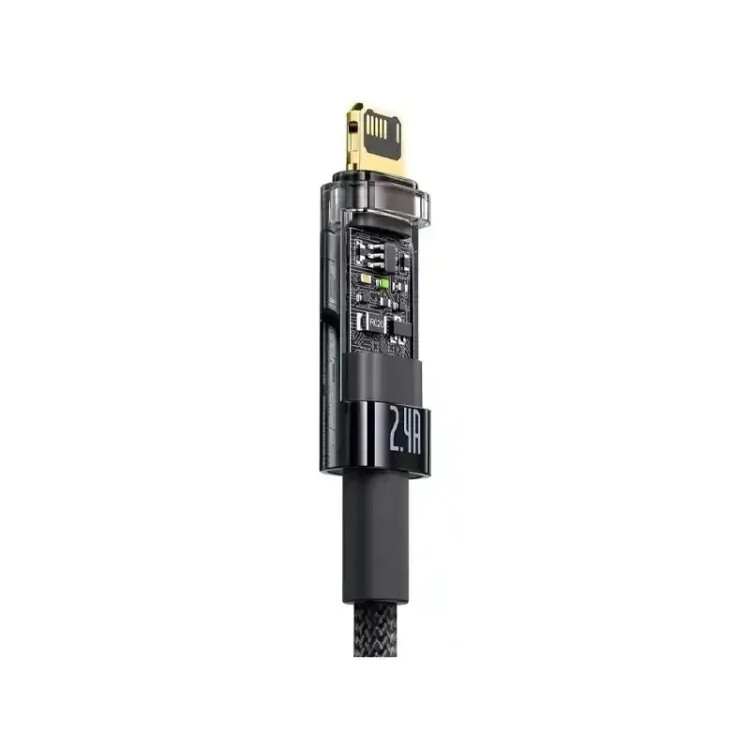 کابل شارژ USB to iP باسئوس مدل Explorer Series Auto Power-Off با طول 2 متر 2.4 آمپر