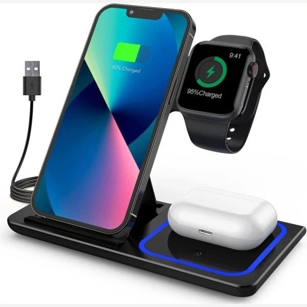 شارژر وایرلس Wireless Charging Station 3 in 1 Foldable Wireless