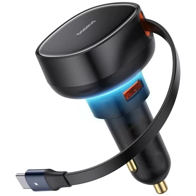 شارژر فندکی فست شارژ ماشین USB و تایپ سی  60 وات بیسوس