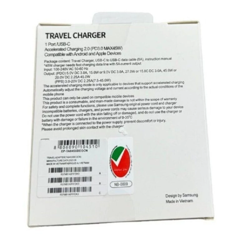 شارژر سامسونگ 45 وات کپی Samsung Adapter 45W Copy Samsung 45W Adapter Copy