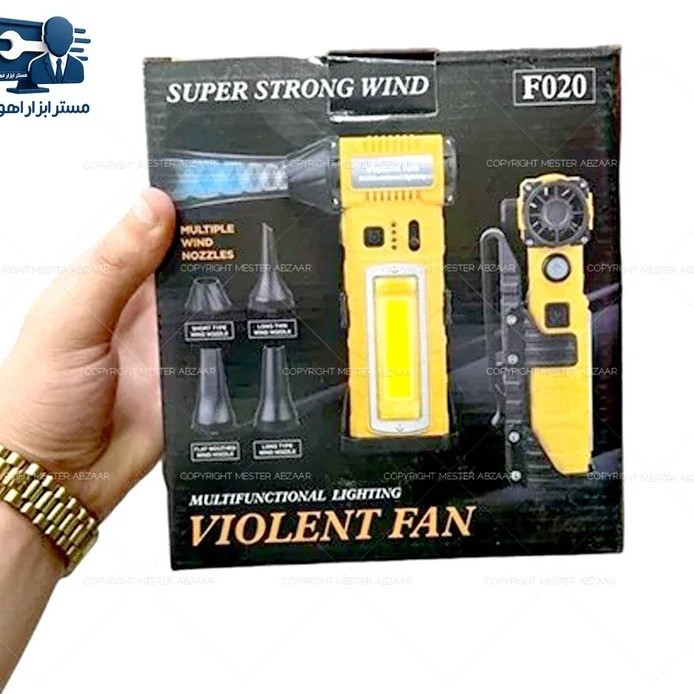 جت فن دمنده شارژی چند کاره حرفه ای قوی مناسب برای مسافرت کمپ زغال آتش اسپورت مدل SUPER STRONG WIND F020