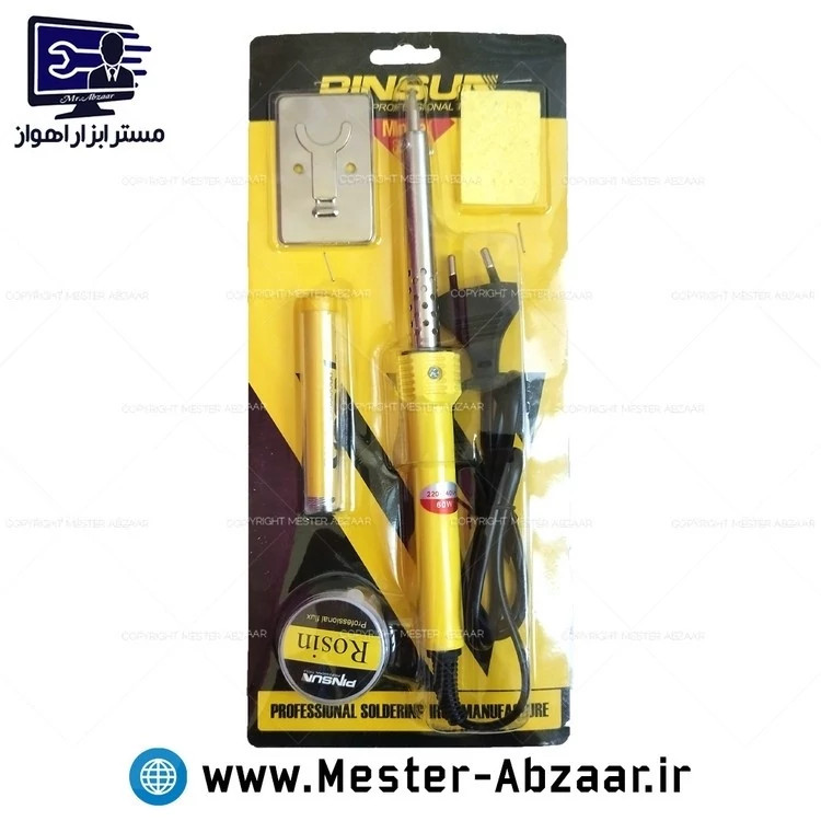 هویه لحیم 60 وات با روغن و سیم و پایه پینسان ابزار پک کامل مدل pinsun 6080هویه 60 وات PINSUN