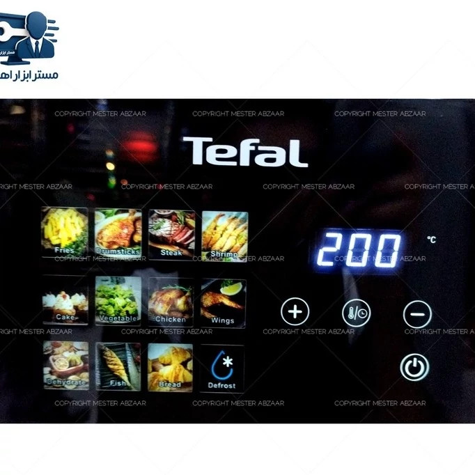 سرخ کن هواپز 14 لیتری لمسی دو 2 المنت بدون روغن 2800 وات جلو شیشه تفال صفحه سه بعدی مدل TEFAL EY908