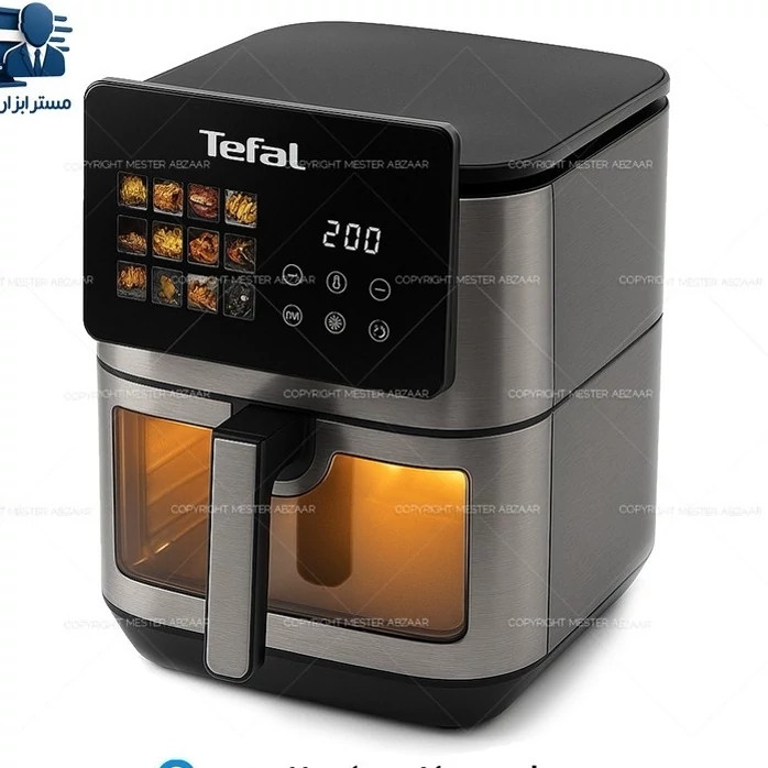 سرخ کن هواپز 14 لیتری لمسی دو 2 المنت بدون روغن 2800 وات جلو شیشه تفال صفحه سه بعدی مدل TEFAL EY908