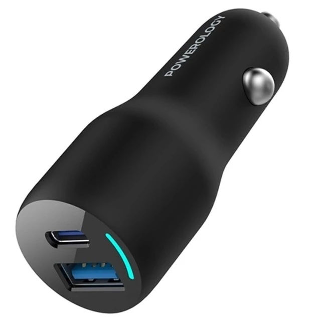 شارژر فندکی فست شارژ ماشین USB و تایپ سی  53 وات پاورولوژی PCCSR012 Powerology