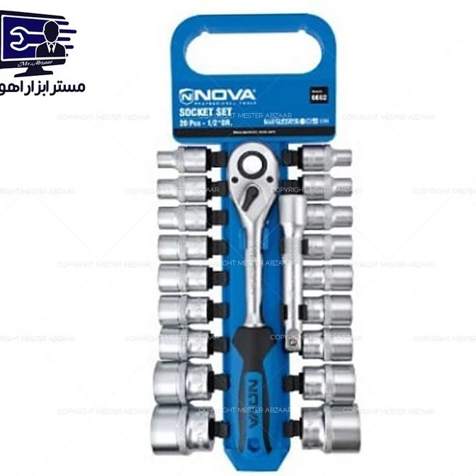ست بکس ریلی 1/2 اینچ 20 پارچه نوا فشار قوی برند نووا NOVA