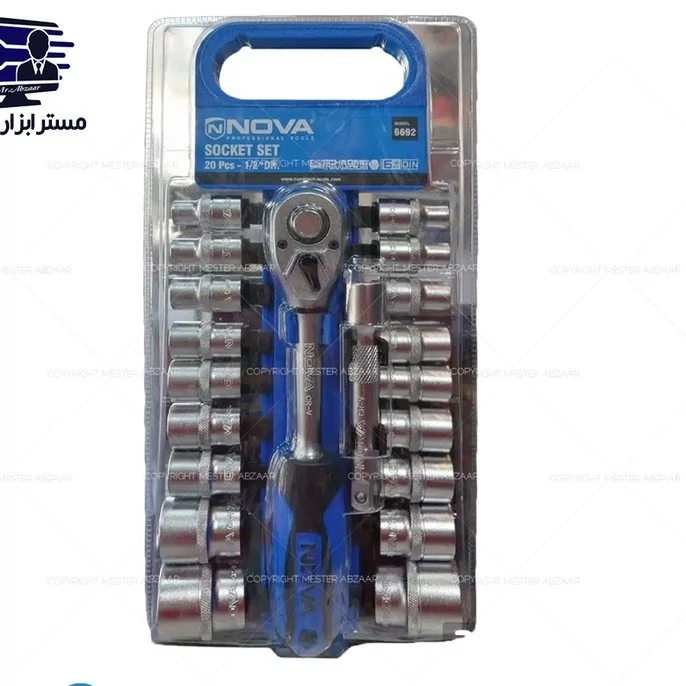 ست بکس ریلی 1/2 اینچ 20 پارچه نوا فشار قوی برند نووا NOVA