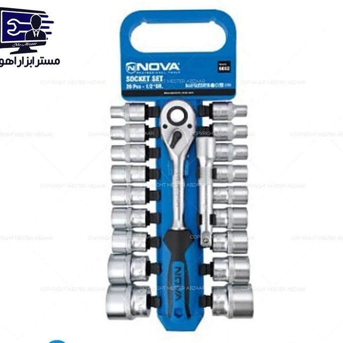 ست بکس ریلی 1/2 اینچ 20 پارچه نوا فشار قوی برند نووا NOVA