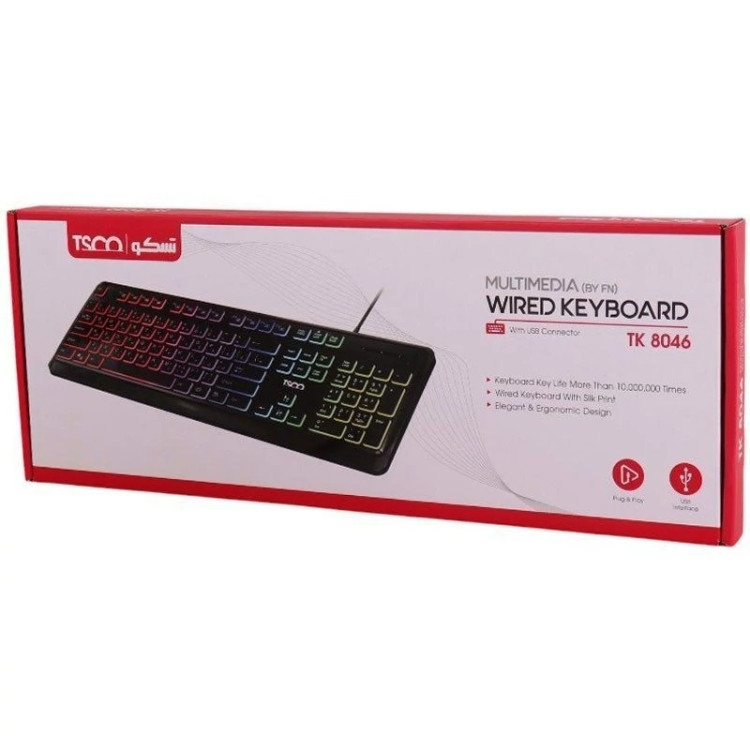 کیبورد تسکو مدل TK8046 با سیم نورپردازی RGB