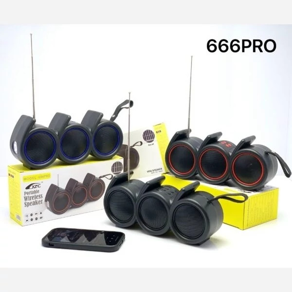 اسپیکر بلوتوثی خورشیدی 666PRO دارای چراغ قوه