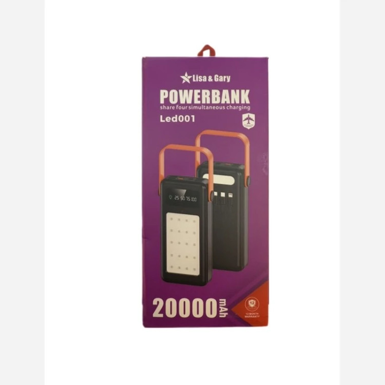 پاور بانک اصلی لیزا و گری مدل led001 ظرفیت 20000 میلی آمپرساعت Original Lisa and Gray Power Bank Model LED001 Capacity 2
