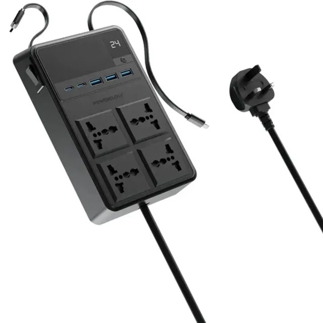چند راهی و محافظ برق 2500 وات 4 سوکت، 3*USB و 2*تایپ سی پاورولوژی PWC029