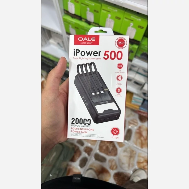 پاور بانک  بیست هزار  شارژ سریع خورشیدی چراغ دار  OALE 20000