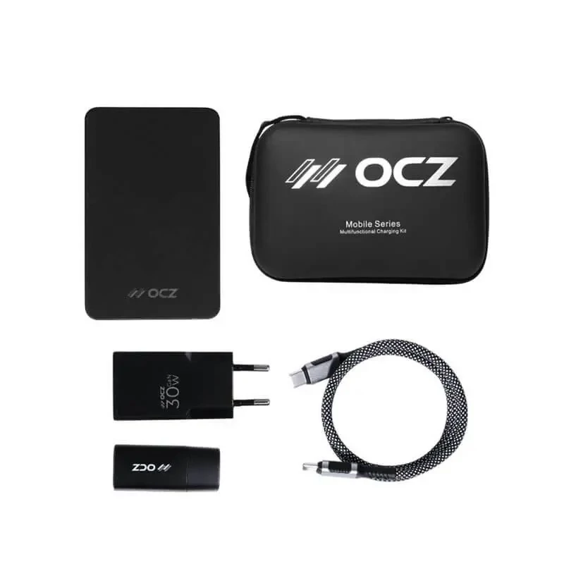 پاوربانک بی سیم OCZ همراه کابل Type-C to Type-C/آداپتور شارژر 30 وات تبدیل سه کاره ظرفیت 10000
