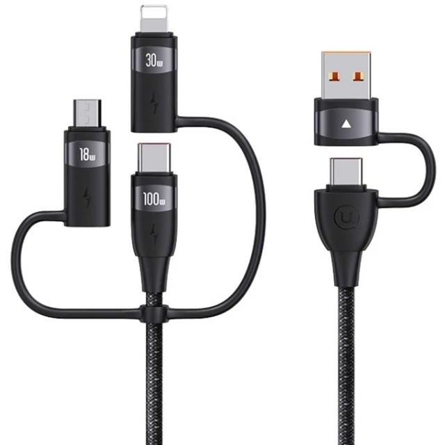 کابل شارژ سریع چند سر تایپ سی و یو اس بی به تایپ سی، لایتنینگ و میکرو 100 وات 2 متری یوسامز US-SJ646 USAM