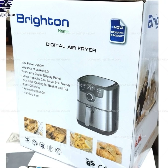 سرخ کن هواپز 6 لیتری لمسی بدون روغن 2200 وات دیجیتالی برایتون هوم با تاییدیه نوا سرخکن مدل Brighton Home BR-102