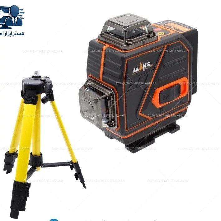 تراز لیزری 16 خط 4 بعدی دیجیتال با سه پایه نور سبز شارژی 360 درجه برند مکس با گارانتی تعویض مدل MAKS TLT-16