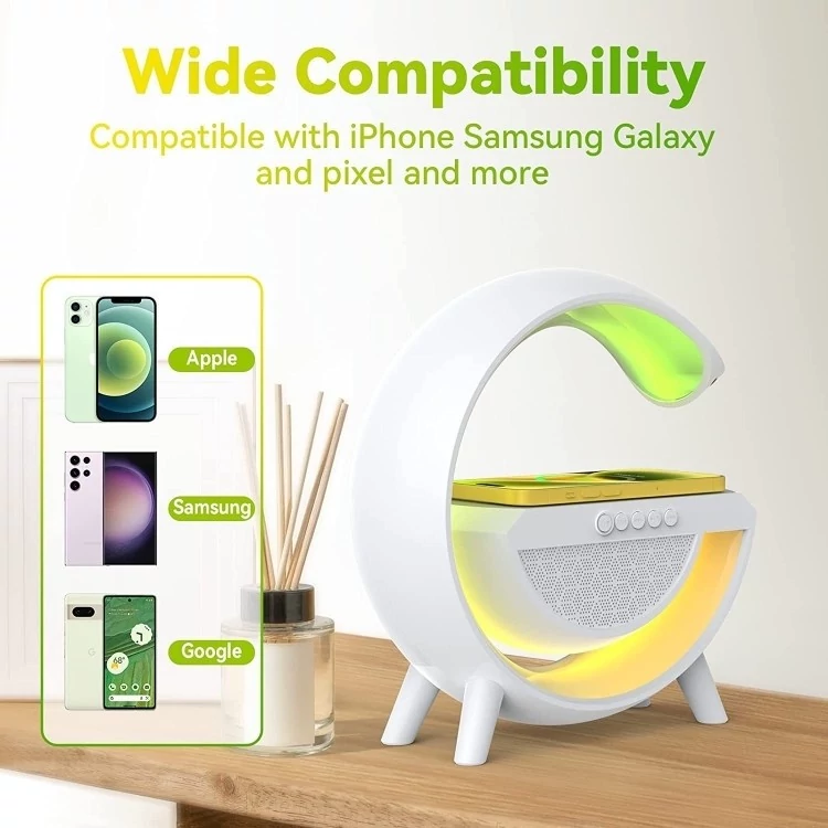 شارژر بی سیم و چراغ رومیزی اسپیکر دار BT-2301 15W BT-2301 15W wireless charger and desk lamp with