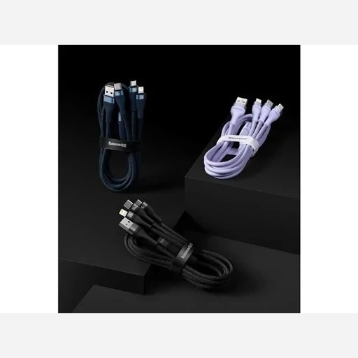 کابل شارژ و دیتا سه سرمیکرو، تایپ سی و لایتنینگ بیسوس Baseus Flash Series One-for-three Fast Charging Data Cable USB...