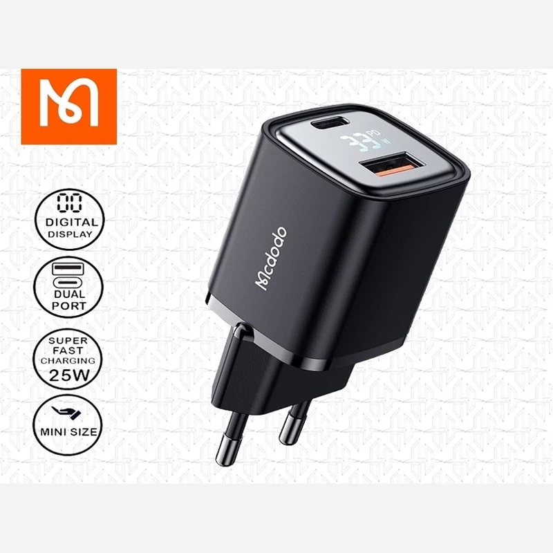 شارژر دیواری یو اس بی و تایپ سی مک دودو Mcdodo CH-1701 Digital Display Fast Charger