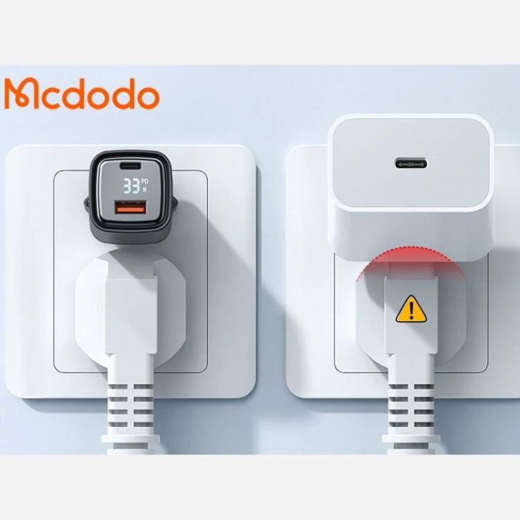 شارژر دیواری یو اس بی و تایپ سی مک دودو Mcdodo CH-1701 Digital Display Fast Charger