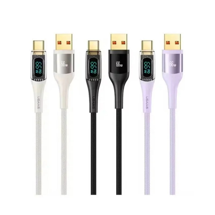 کابل شارژ USB to Type-C یوسمز مدل US-SJ592 با طول 1.2 متر توان 66 وات