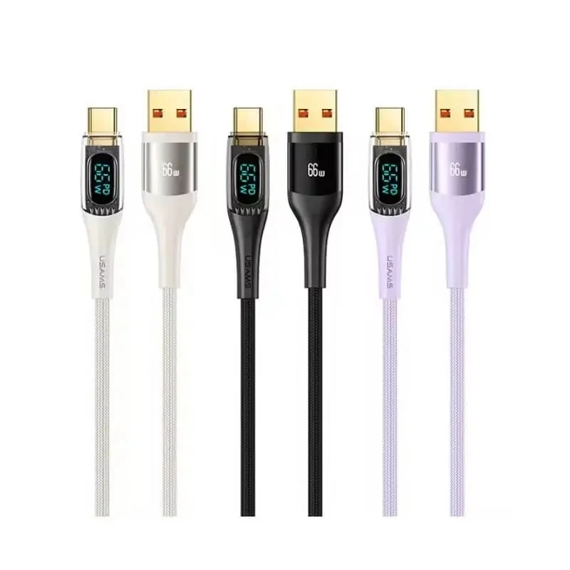 کابل شارژ USB to Type-C یوسمز مدل US-SJ592 با طول 1.2 متر توان 66 وات