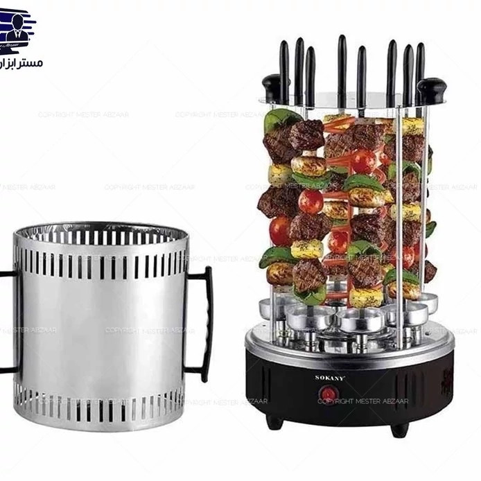 دستگاه کباب پز برقی 8 سیخ 1500 وات استیل برند سوکانی کیفیت بالا مدل SOKANY SK-6113