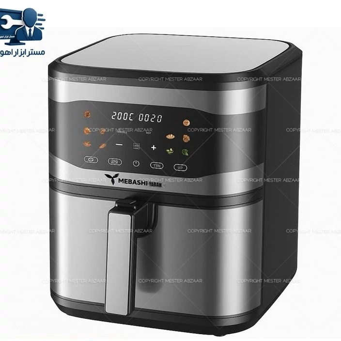 سرخ کن هواپز 15 لیتری لمسی دو 2 المنت بدون روغن 3000 وات مباشی مدل MEBASHI YABAN ME-AF4806D