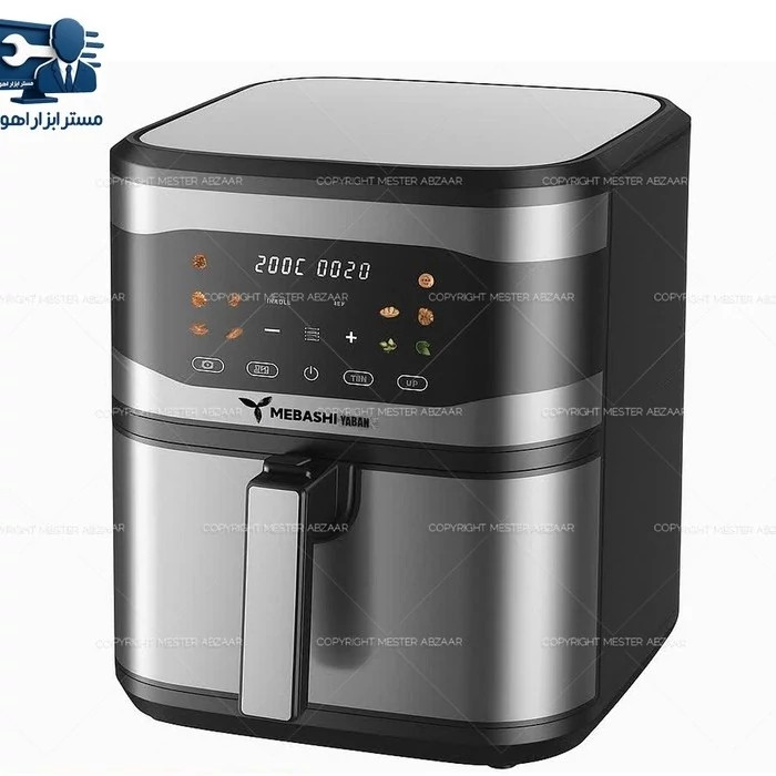 سرخ کن هواپز 15 لیتری لمسی دو 2 المنت بدون روغن 3000 وات مباشی مدل MEBASHI YABAN ME-AF4806D