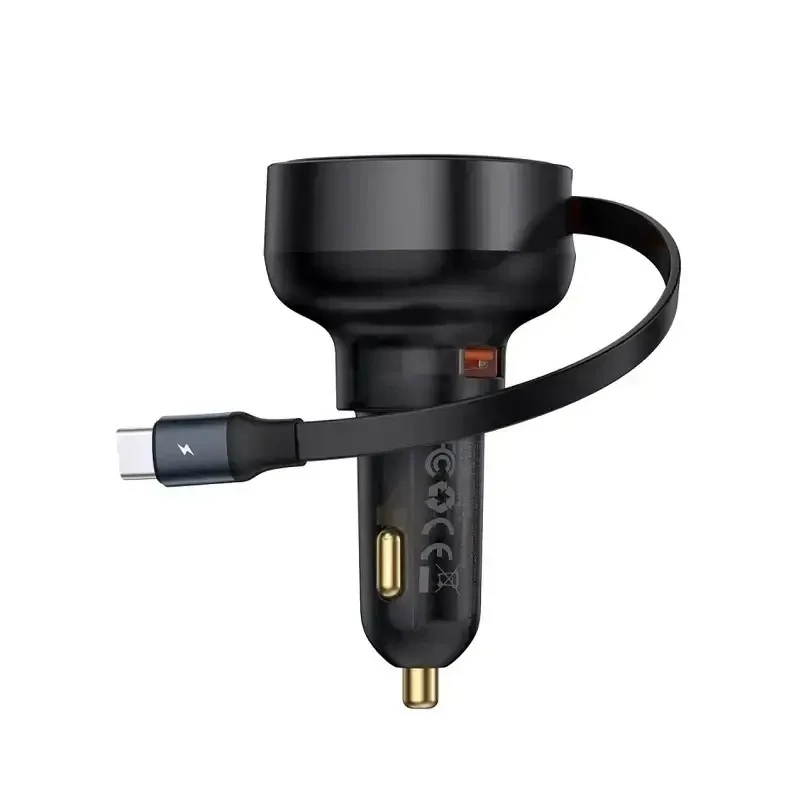 شارژر فندکی باسئوس مدل Enjoyment Pro Car Charger U Retractable Type-C توان 60 وات