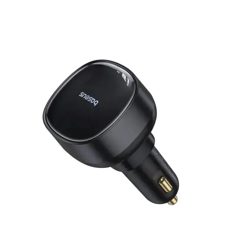 شارژر فندکی باسئوس مدل Enjoyment Pro Car Charger U+Retractable Type-C توان 60 وات