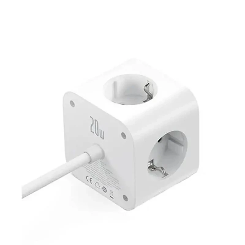 شارژر رومیزی 7 پورت باسئوس مدل PowerCombo Cube 3AC 3U 1C توان 20 وات طول کابل 1.5 متر