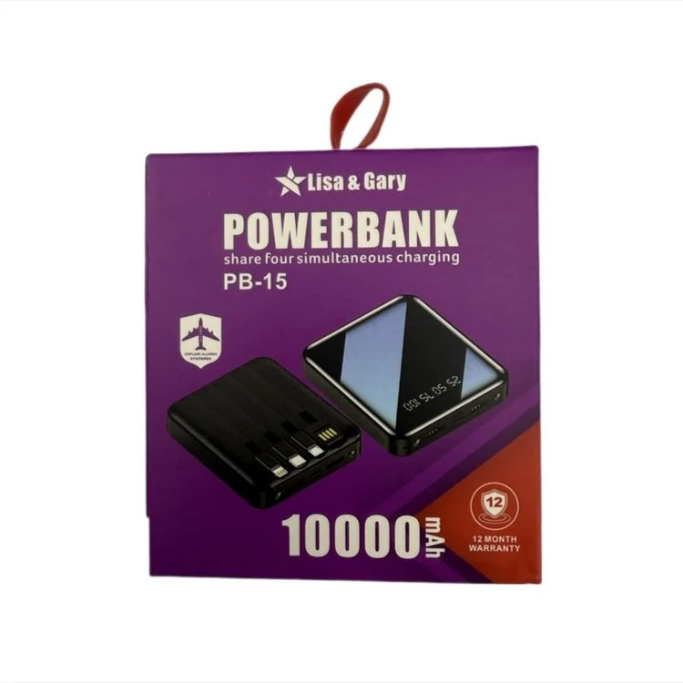 پاور بانک اصلی لیزا و گری مدل PB15 ظرفیت 10000 میلی آمپر