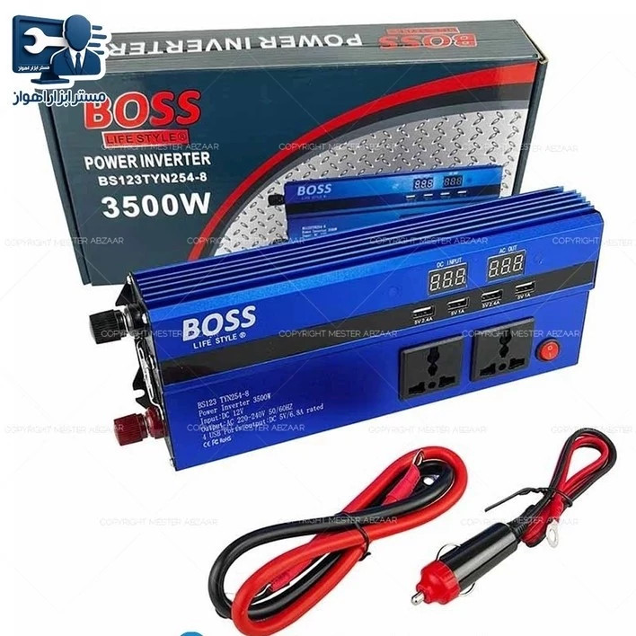 اینورتر مبدل برق 12 به 220 ولت 3500 وات باس شبه سینوسی مدل Bs123TYN254-8 BOSSمبدل برق خودرو 3500 وات یک دستگاه قدرتمند ا