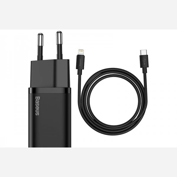شارژر دیواری فست شارژ بیسوس همراه کابل لایتنینگ Baseus Super