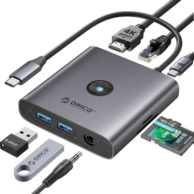 هاب تایپ سی8 پورت اوریکو FAX3-8PM-GY-EP