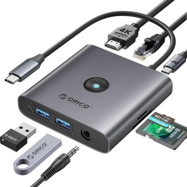 هاب تایپ سی8 پورت اوریکو FAX3-8PM-GY-EP