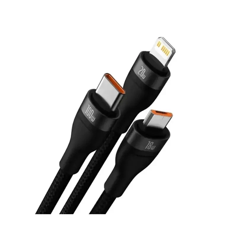 کابل شارژ 3 در 1 باسئوس مدل Flash Series 2 طول 1.2 متر 100 وات