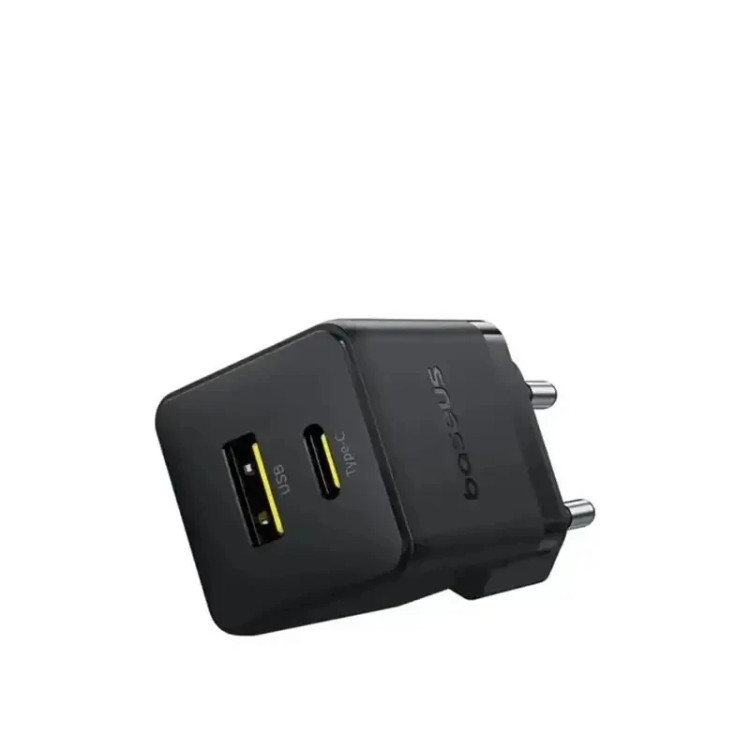 شارژر دیواری دو پورت باسئوس مدل Palm Fast Charger C+U توان 20 وات