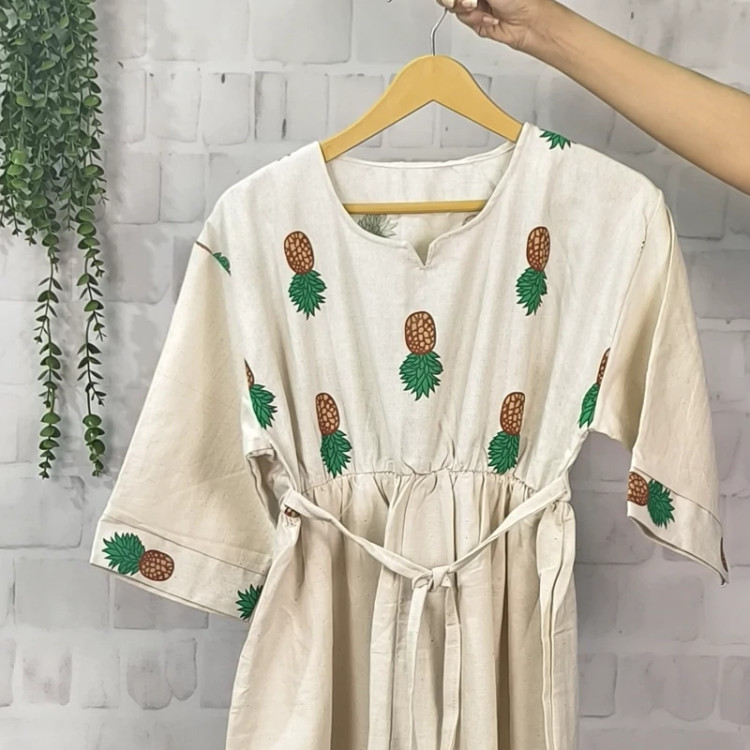 کفتان مانتوبلند لنین الیاف طبیعی نچرال کرم
