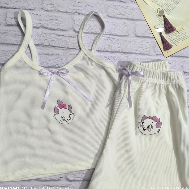 ست تاپ و شلوارک دخترونه فانتزی گربه ملوسه