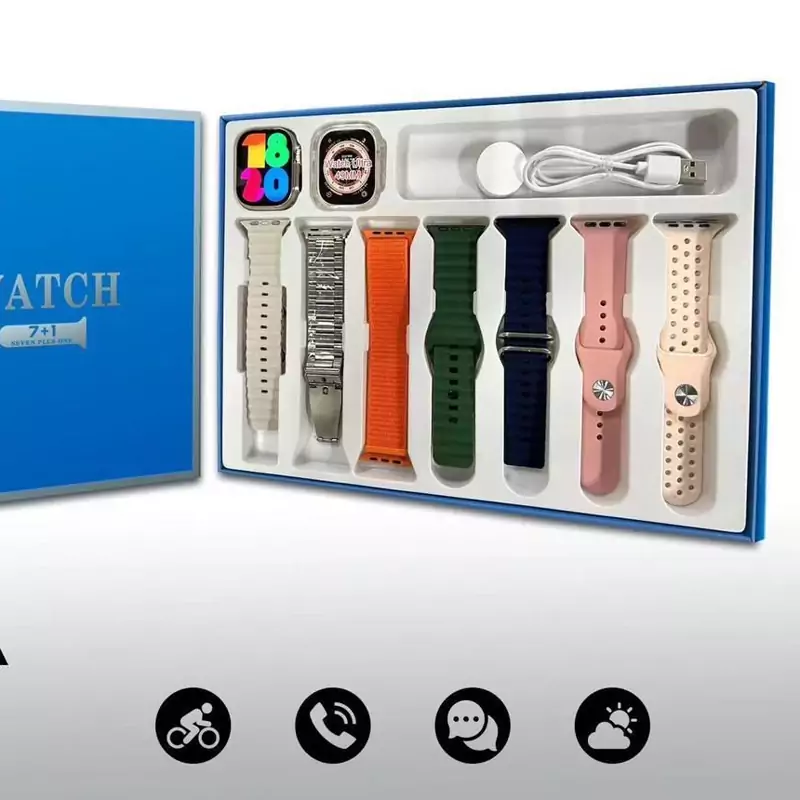 اسمارت واچ الترا سری 8 همراه با ادابتور، پاوربانک، گارد و 3 عدد بند اوشن