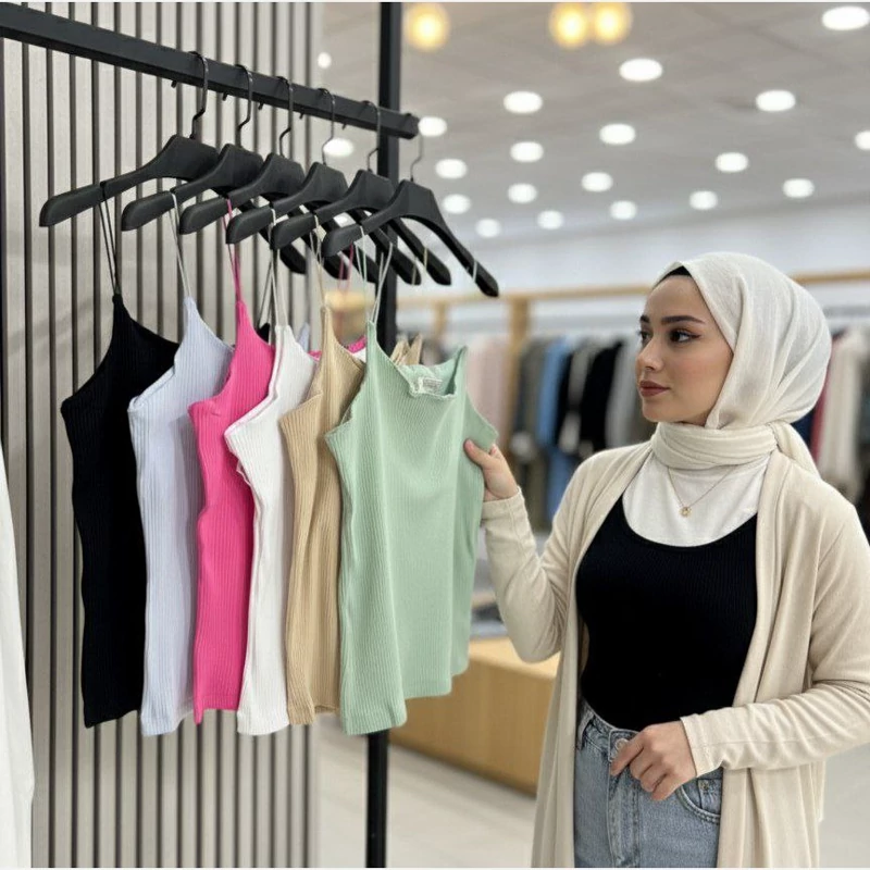 تاپ زنانه و دخترانه بند ماکارونی رنگی N