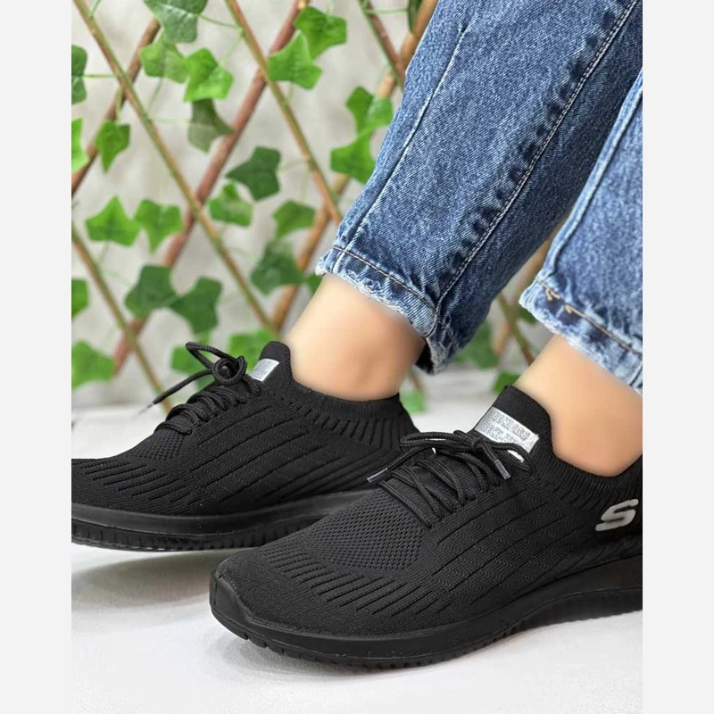 کفش اسکیچرز  جورابی تمام مشکی